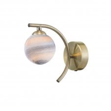 NAKITA Wall Light in Antique Brass with Planet Art Glass Globe Shade