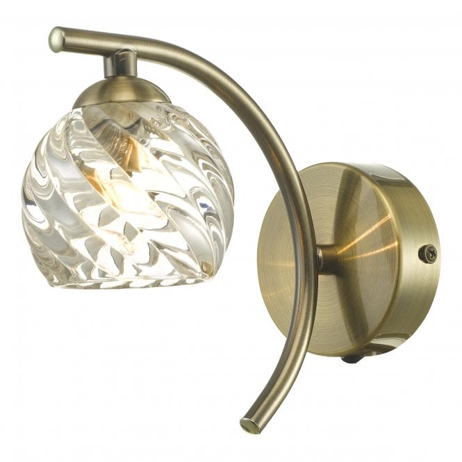 NAKITA Wall Light in Antique Brass with Twisted Glass Globe Shade