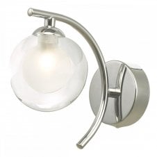 NAKITA Wall Light in Chrome with Clear Glass Globe Shade with Opal Inner