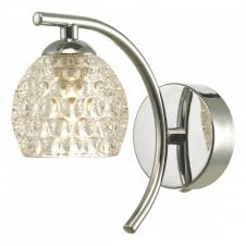 NAKITA Wall Light in Chrome with Dimpled Glass Globe Shade