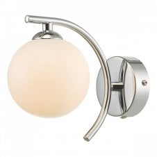 NAKITA Wall Light in Chrome with Opal Glass Globe Shade