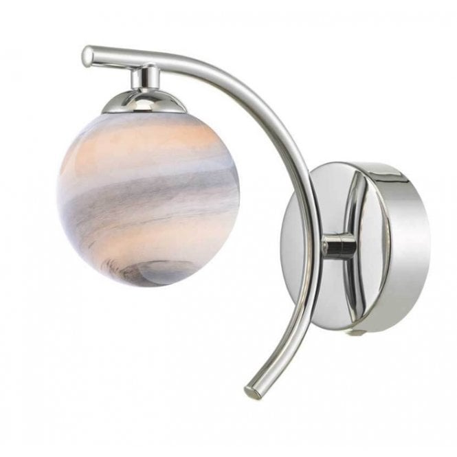 NAKITA Wall Light in Chrome with Planet Art Glass Globe Shade
