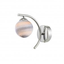 NAKITA Wall Light in Chrome with Planet Art Glass Globe Shade