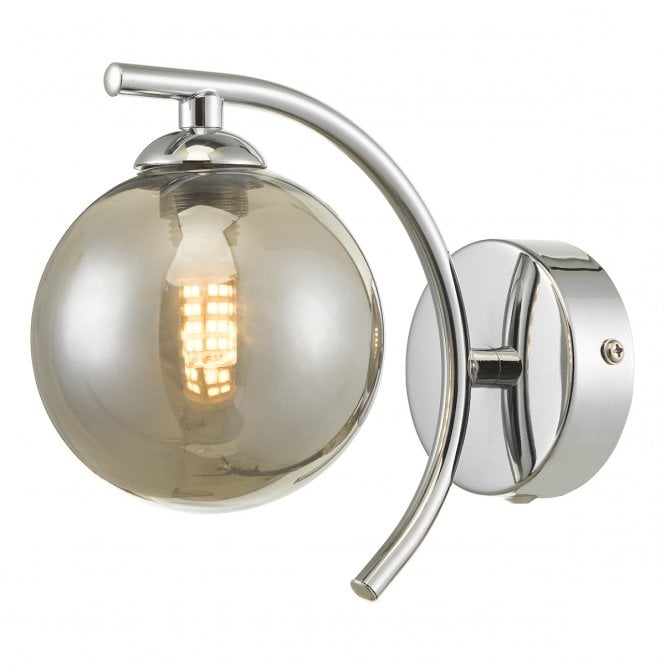 NAKITA Wall Light in Chrome with Smoked Glass Globe Shade
