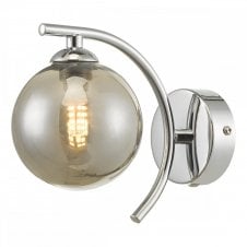NAKITA Wall Light in Chrome with Smoked Glass Globe Shade