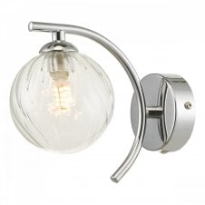NAKITA Wall Light in Chrome with Swirl Glass Globe Shade