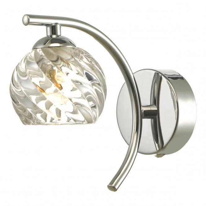 NAKITA Wall Light in Chrome with Twisted Glass Globe Shade
