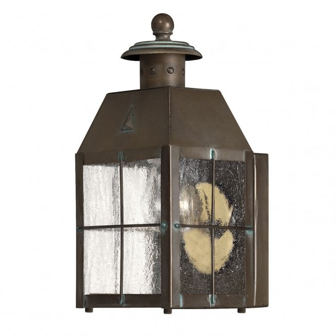 NANTUCKET Extra Small Wall Lantern in Aged Brass with Seeded Glass