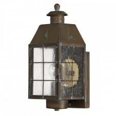 NANTUCKET Medium Wall Lantern in Aged Brass with Seeded Glass