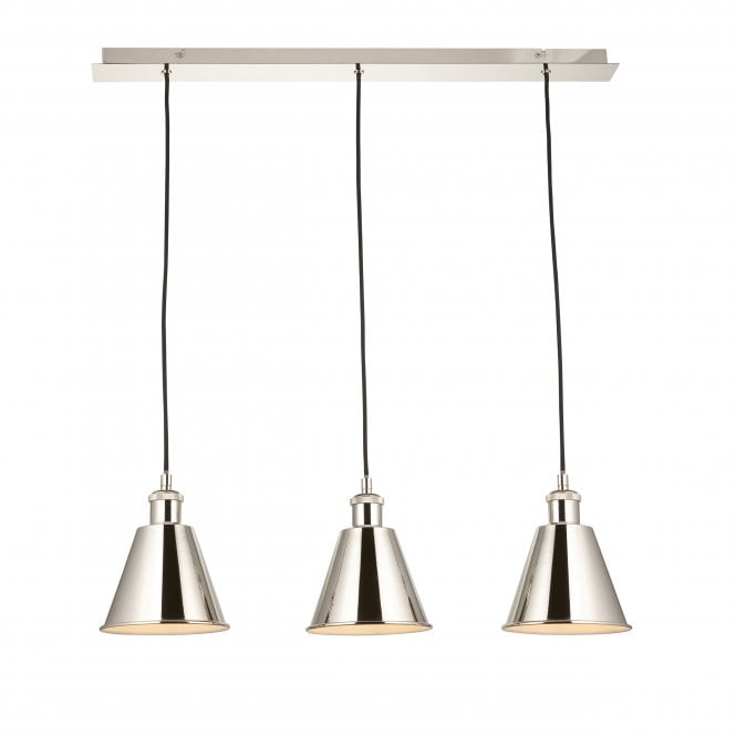NARRATION 3 Light Ceiling Pendant Bar in Bright Nickel