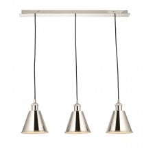 NARRATION 3 Light Ceiling Pendant Bar in Bright Nickel