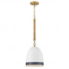 heritage brass and jute rope suspension with off-white ceramic shade