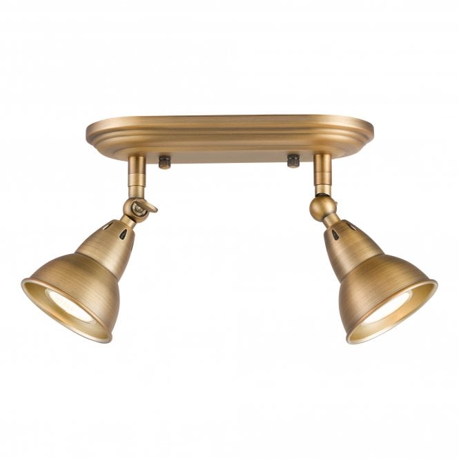 NATHANIEL Double Spotlight in Aged Brass