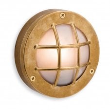 NAUTIC coastal style outdoor bulkhead in brass with frosted glass
