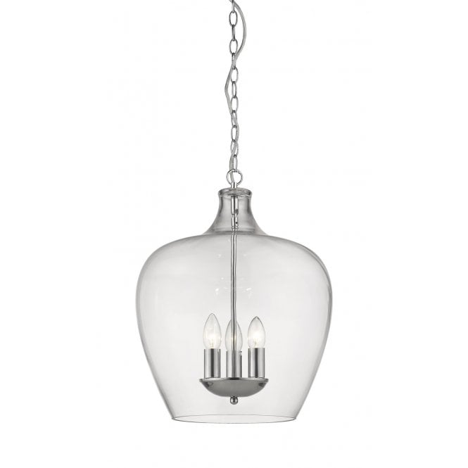 NELL 3 Light Clear Glass Lantern Chrome