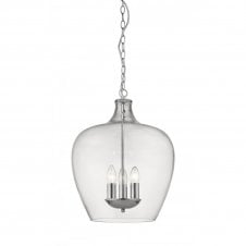 NELL 3 Light Clear Glass Lantern Chrome