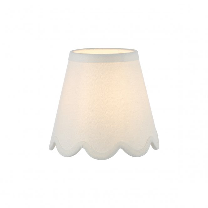 Nerita Scalloped Edge Tapered Drum Shade in Ivory Linen 15cm