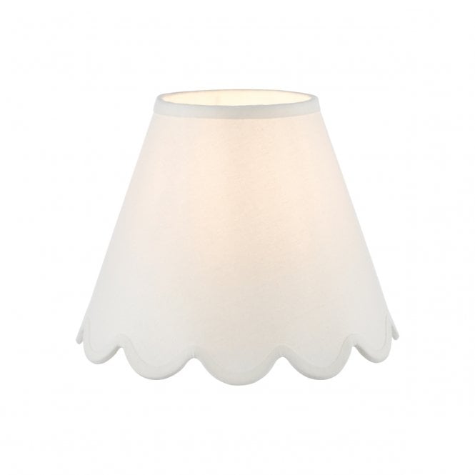 Nerita Scalloped Edge Tapered Drum Shade in Ivory Linen 25cm
