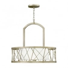 modern silver leaf ceiling pendant with etched glass inner shade