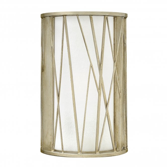 NEST contemporary wall light in silver leaf finish with etched glass inner shade