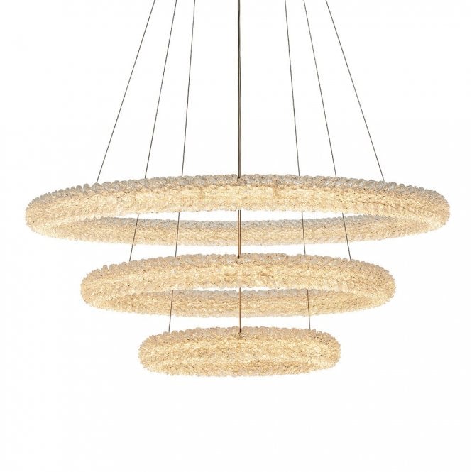 NEVE 3 ring chrome and crystal LED ceiling pendant chandelier