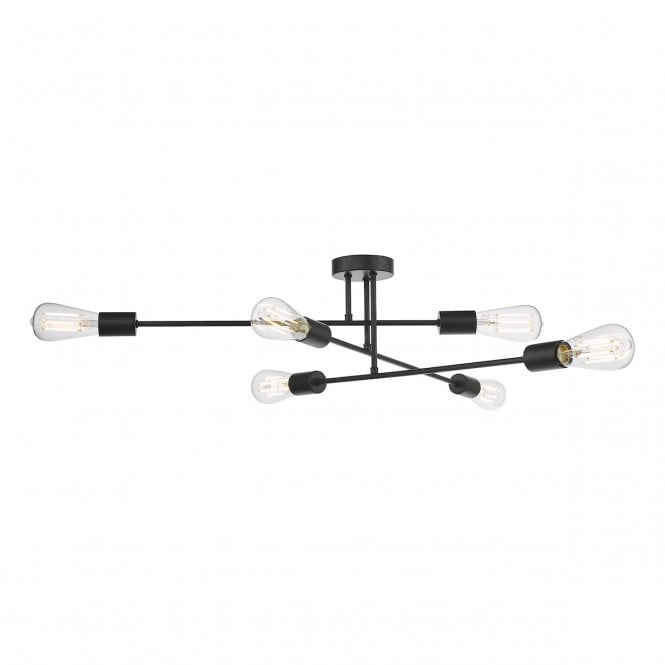 NEVE 6 Light Flush Ceiling Light in Matt Black