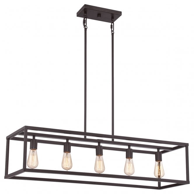 NEW HARBOR vintage boxed island chandelier in bronze finish