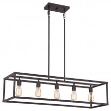 vintage boxed ceiling bar pendant in bronze for over table & kitchen island lighting