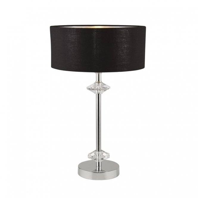 NEW Orleans 1 Light Chrome Table Lamp With Black Shade Silver Inner