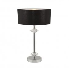 NEW Orleans 1 Light Chrome Table Lamp With Black Shade Silver Inner
