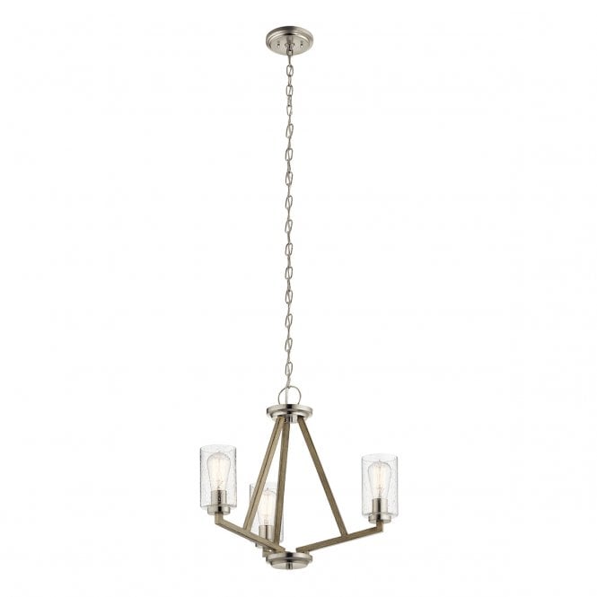  DERYN 3 Light Chandelier In Steel And Clear Seeded Glass
