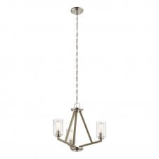 New York Lighting Collection DERYN 3 Light Chandelier In Steel And Clear Seeded Glass