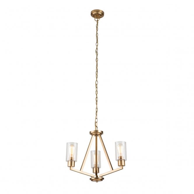  DERYN 3 Light Chandelier Steel, Clear Seeded Glass