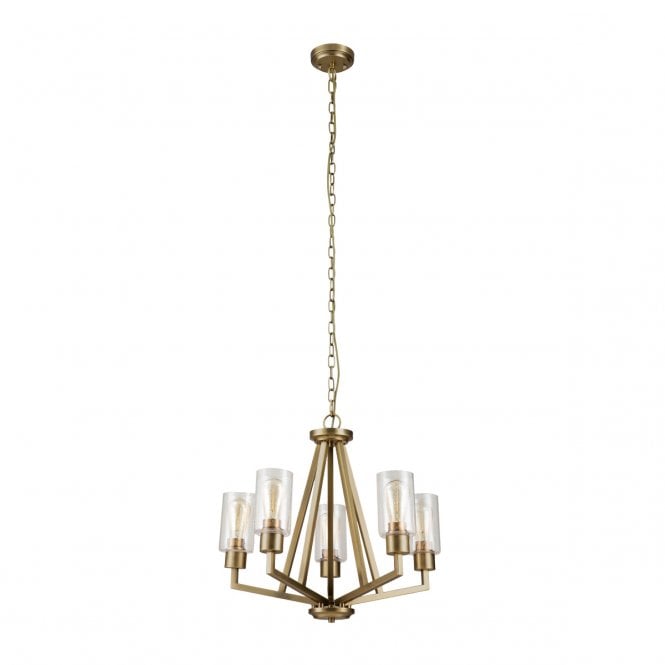  DERYN 5 Light Chandelier In Steel And Clear Seeded Glass