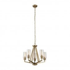 DERYN 5 Light Chandelier In Steel And Clear Seeded Glass