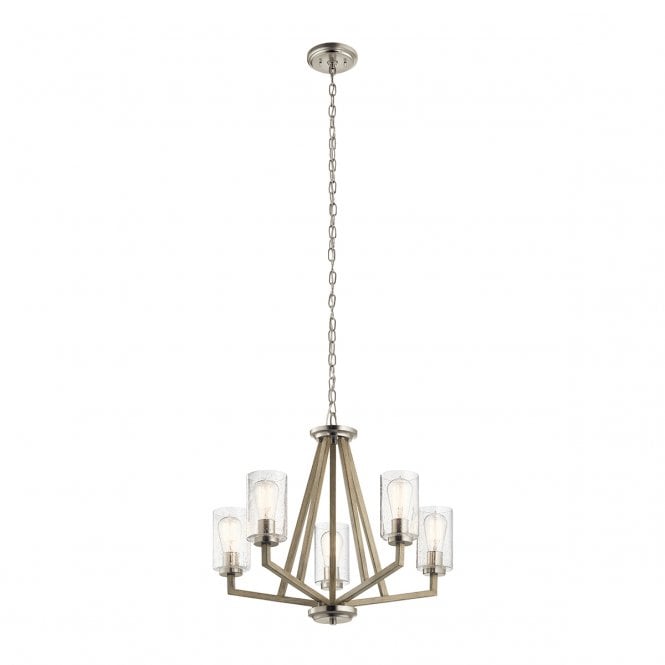  DERYN 5 Light Chandelier Steel, Clear Seeded Glass