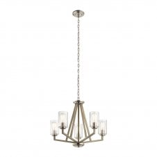 DERYN 5 Light Chandelier Steel, Clear Seeded Glass