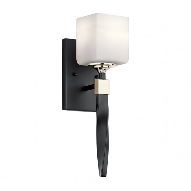  MARETTE Bathroom Safe Wall Light In Steel And Opal Glass 41.3 cm