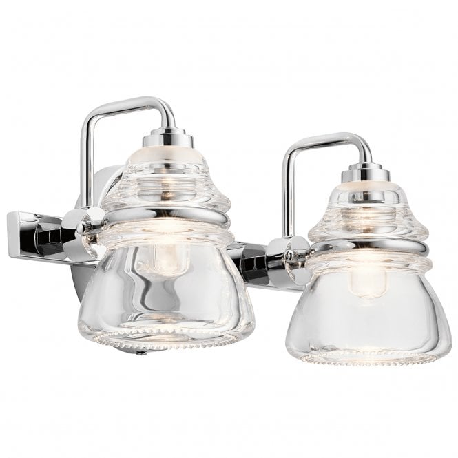  TALLAND 2 Bathroom Safe Wall Light In Steel And Glass