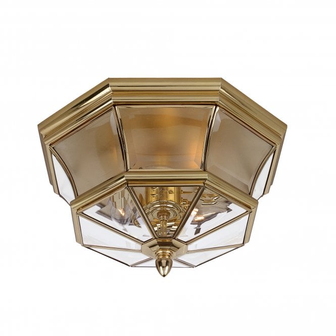 NEWBURY classic polished brass flush mount exterior porch light