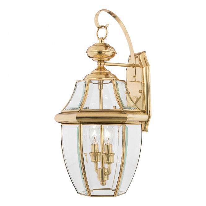 NEWBURY classic style polished brass large exterior wall lantern