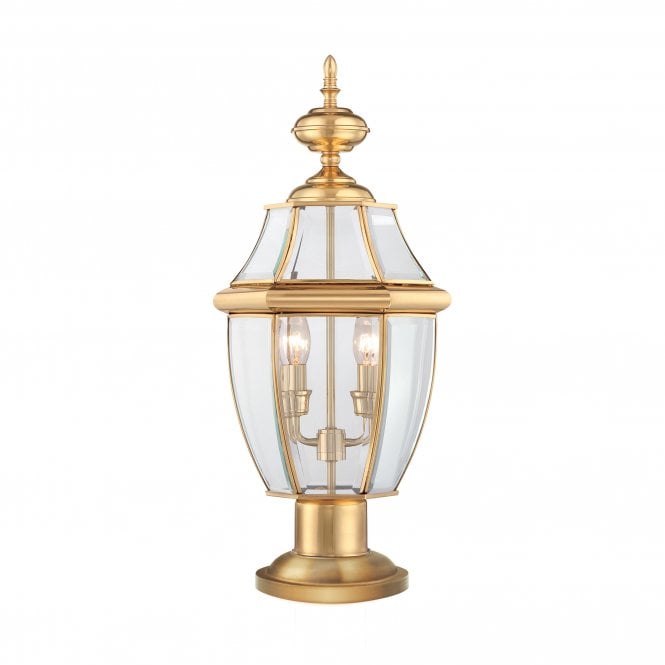 NEWBURY classic style polished brass outdoor pedestal light