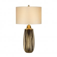 Large Ceramic Table Lamp Bronze Pearl Satin Shade