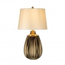 Small Ceramic Table Lamp Bronze Pearl Satin Shade