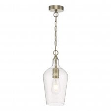 Ceiling Pendant Antique Brass with Seeded Glass Shade