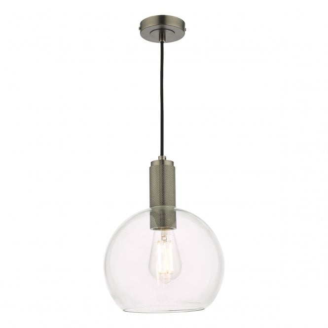NIKOLAS Ceiling Pendant Antique Chrome | Open Globe Clear Glass Shade
