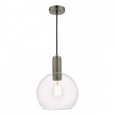 NIKOLAS Ceiling Pendant Antique Chrome | Open Globe Clear Glass Shade