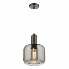 NIKOLAS Ceiling Pendant Antique Chrome | Smoked Glass Shade