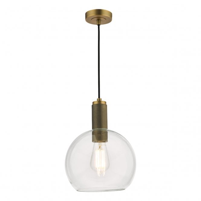 NIKOLAS Ceiling Pendant Natural Solid Brass | Open Globe Clear Glass Shade