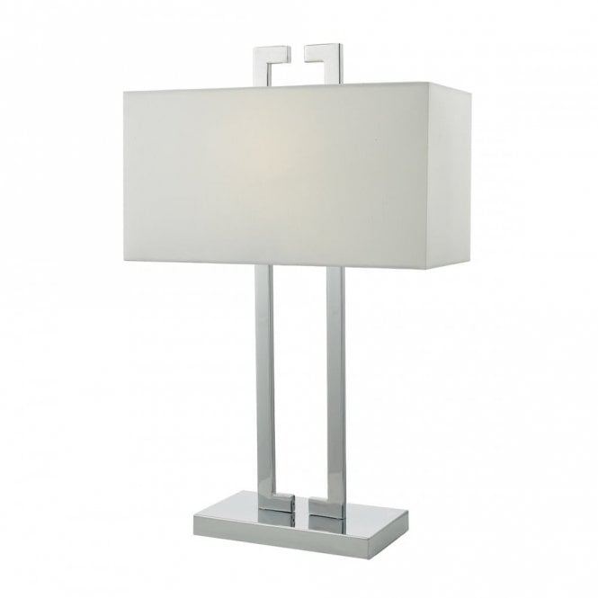 NILE polished chrome table lamp with ivory shade